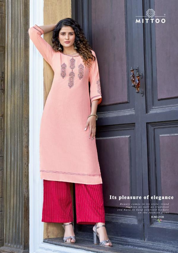 Mittoo Panghat 21 Fancy Rayon Embroidery Kurti With Plazzo 